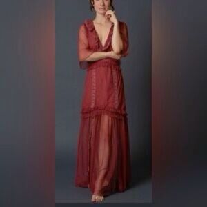 Cleobella Adelyn Lace Maxi Dress in Rust Size XS